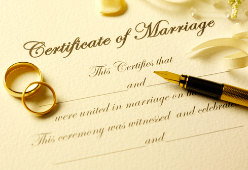 wedding certificate legal formalities